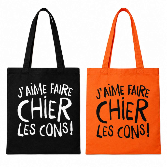 Sac shopping " Ferme la ! Physiquement " coton bio